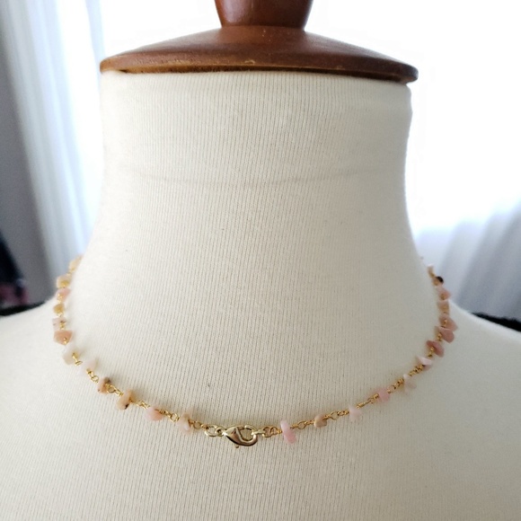 Natural Pink Opal Rosary Choker Necklace - Picture 5 of 8